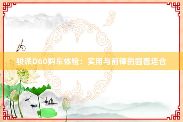 骏派D60购车体验：实用与前锋的圆善连合